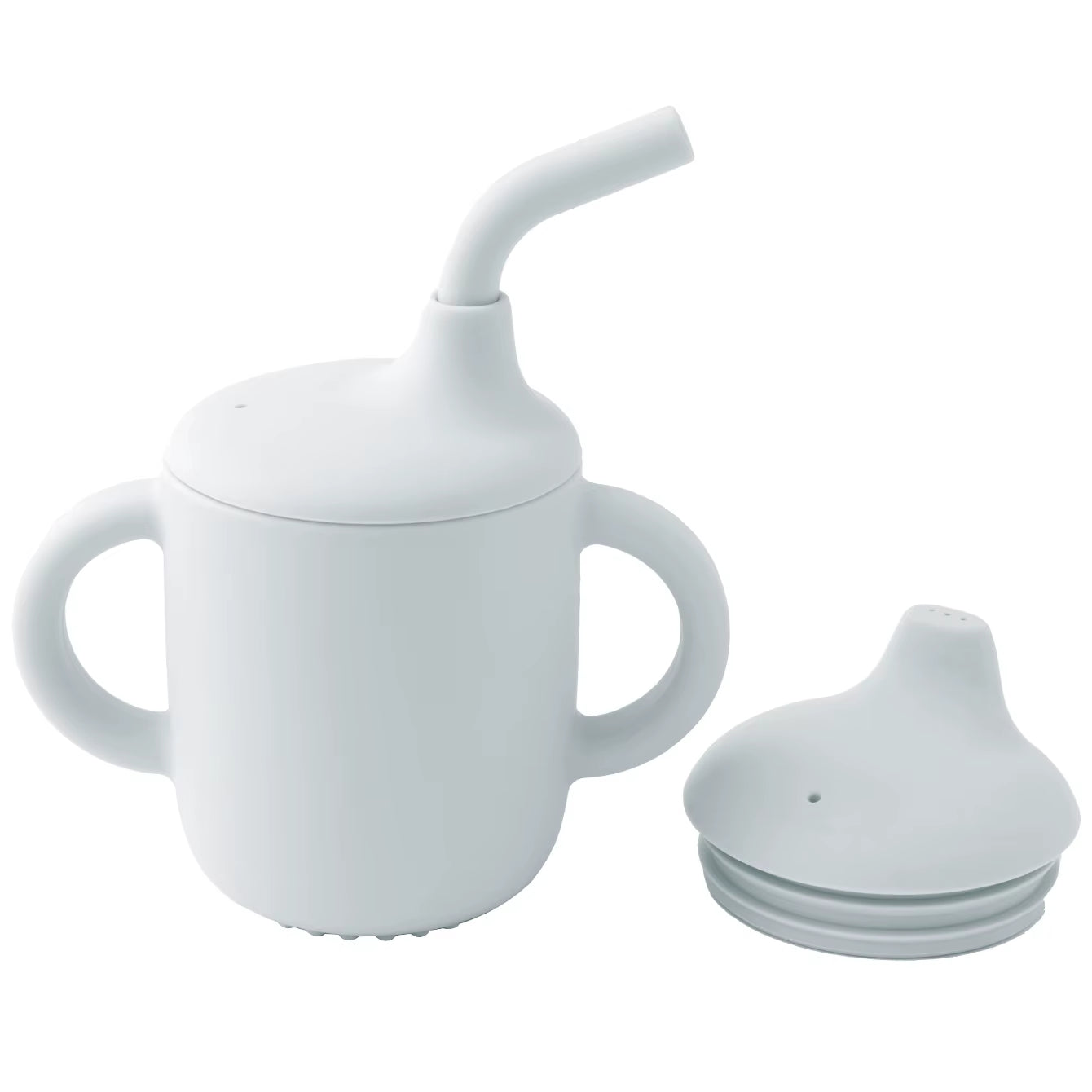 1PCS Baby Silicone Straw Cup with Two Lids BPA Free Leakproof Portable Snack Container Learning Drinking Baby Feeding Essentials