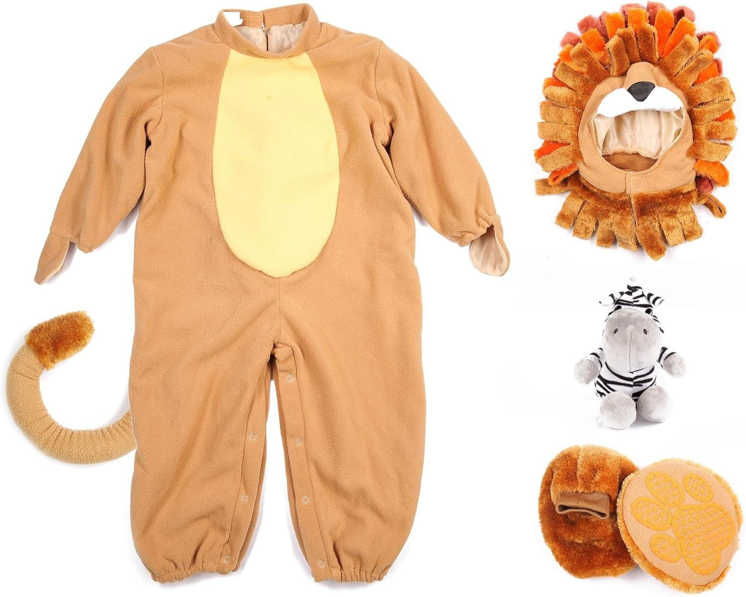Halloween Lion Costume Toddler with Toy Zebra, Kids Lion Costume for Baby Halloween Dress up Party
