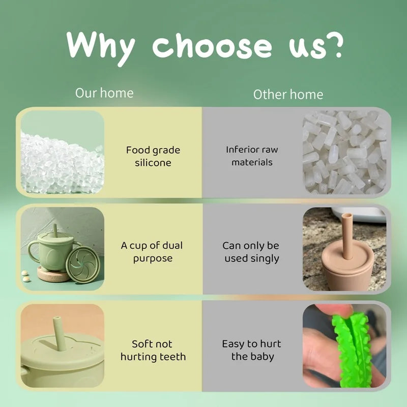 Introducing the Ultimate Baby Silicone Straw Cup - 200ML Leakproof Snack Container for Infants!