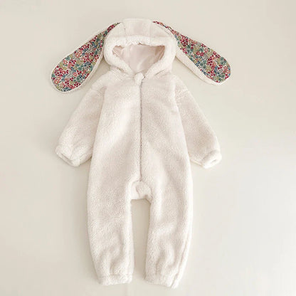Adorable Rabbit Romper for Babies - Cozy Hooded Jumpsuit for Winter Fun!