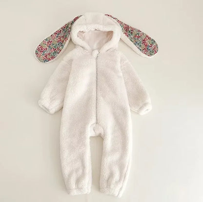 Adorable Rabbit Romper for Babies - Cozy Hooded Jumpsuit for Winter Fun!