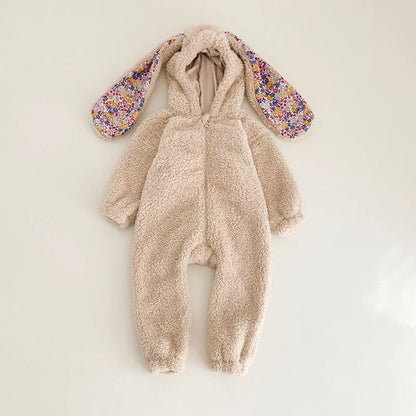 Adorable Rabbit Romper for Babies - Cozy Hooded Jumpsuit for Winter Fun!