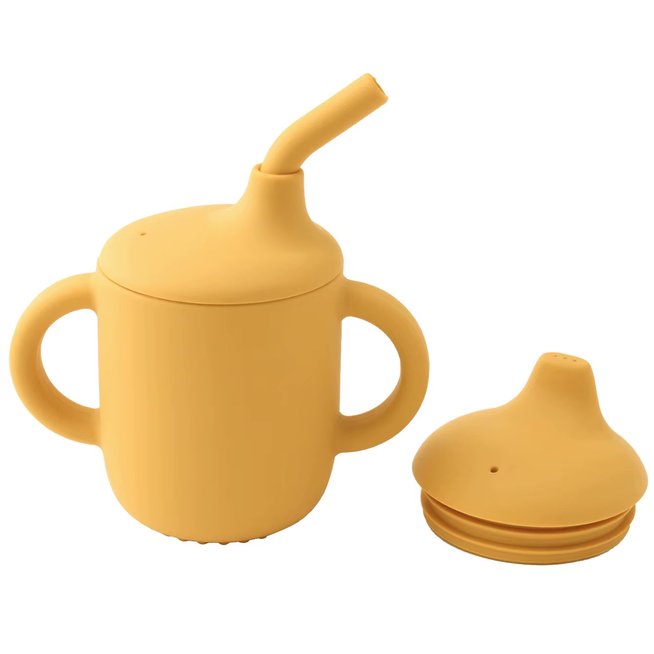 1PCS Baby Silicone Straw Cup with Two Lids BPA Free Leakproof Portable Snack Container Learning Drinking Baby Feeding Essentials