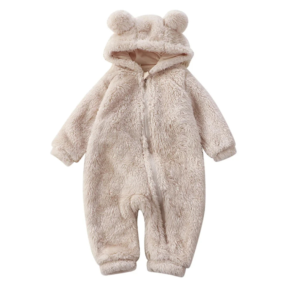 Winter Baby Clothes Cute Cartoon Bear Baby Rompers Pajamas Infant Boy Girls Animal Costume Zipper Jumpsuit 0-24 Months