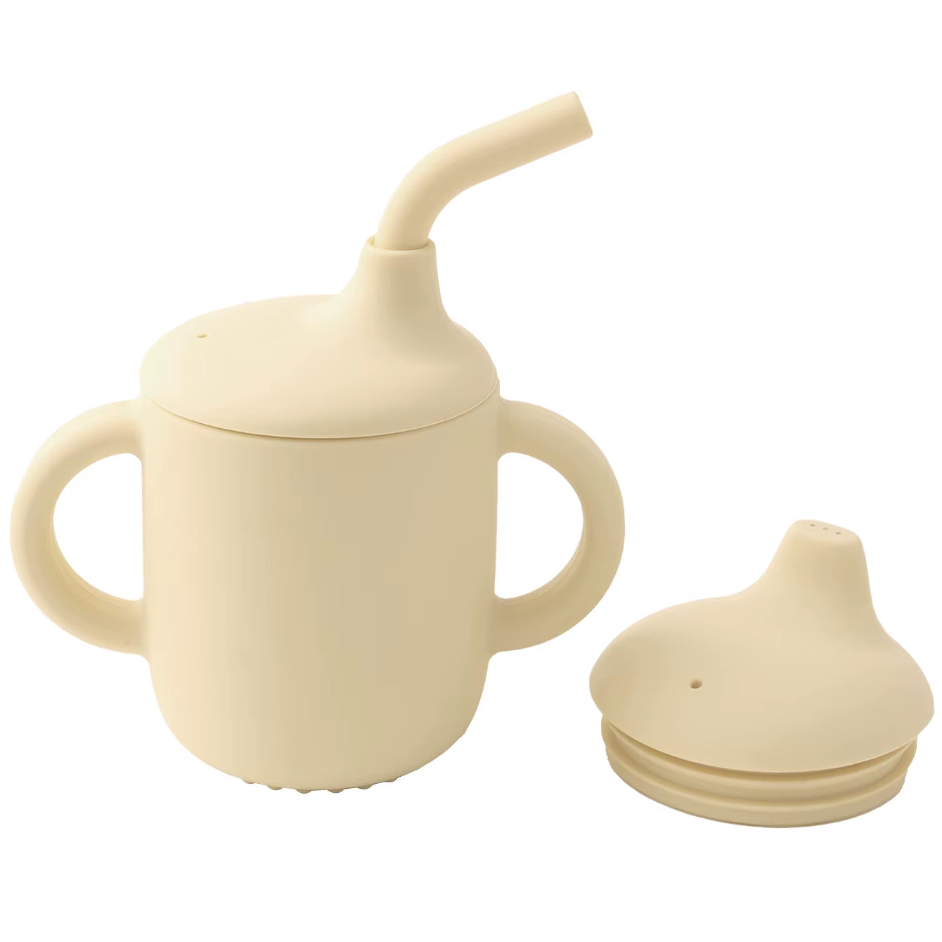 1PCS Baby Silicone Straw Cup with Two Lids BPA Free Leakproof Portable Snack Container Learning Drinking Baby Feeding Essentials