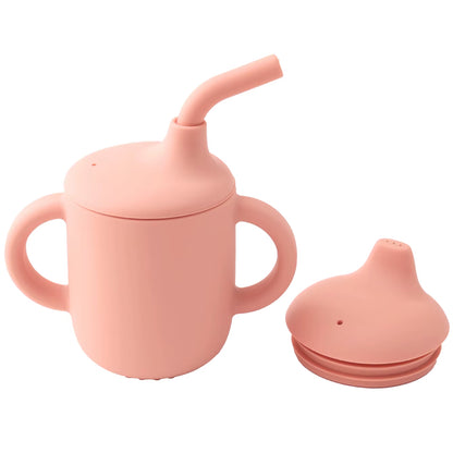 1PCS Baby Silicone Straw Cup with Two Lids BPA Free Leakproof Portable Snack Container Learning Drinking Baby Feeding Essentials